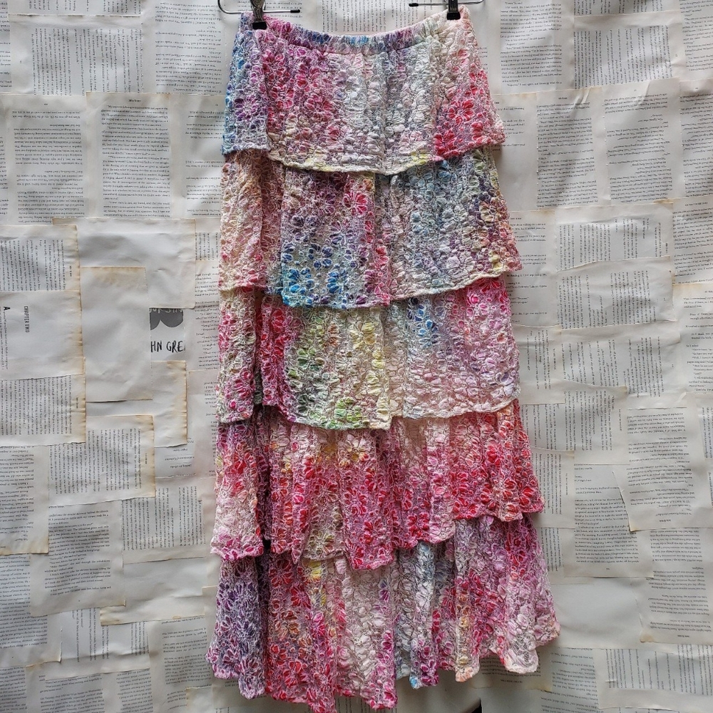 Flowy 70s rainbow tie dye skirt